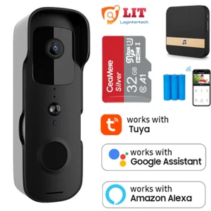 Wi-Fi Tuya Smart Video Doorbell Camera Wireless 2MP Phone App Door Bell Ring - Picture 1 of 16