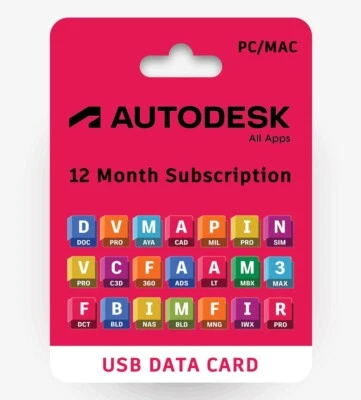 Autodesk All Apps on USB Data Card | 12 Months Subscription | Account Activation - Image 1 of 4