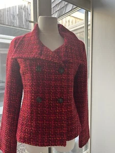 Talbots NWT Blazer Coat Red plaid Acrylic Wool Nylon Blend 6 MSRP $189 - Picture 1 of 9