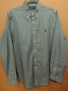 POLO RALPH LAUREN Vestito Camicia Bottoni 16x34/35 Vestibilità Personalizzata Rigato Verde - Foto 1 di 3