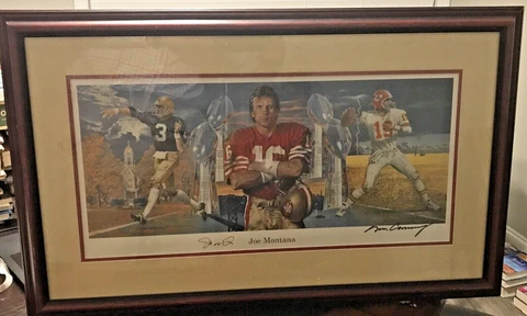 *Signed* JOE MONTANA "THE LEGEND" Framed Lithograph By MERVE CORNING (signed) Cover