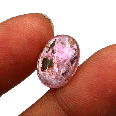 6,8 kt natürlicher Wassermelone Turmalin unbehandelt 15 mm x 10 mm ovaler Cab... - Bild 1 von 4