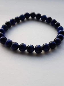 Men's surfer style gemstone stretch bracelet with blue tigers eye - Picture 1 of 3