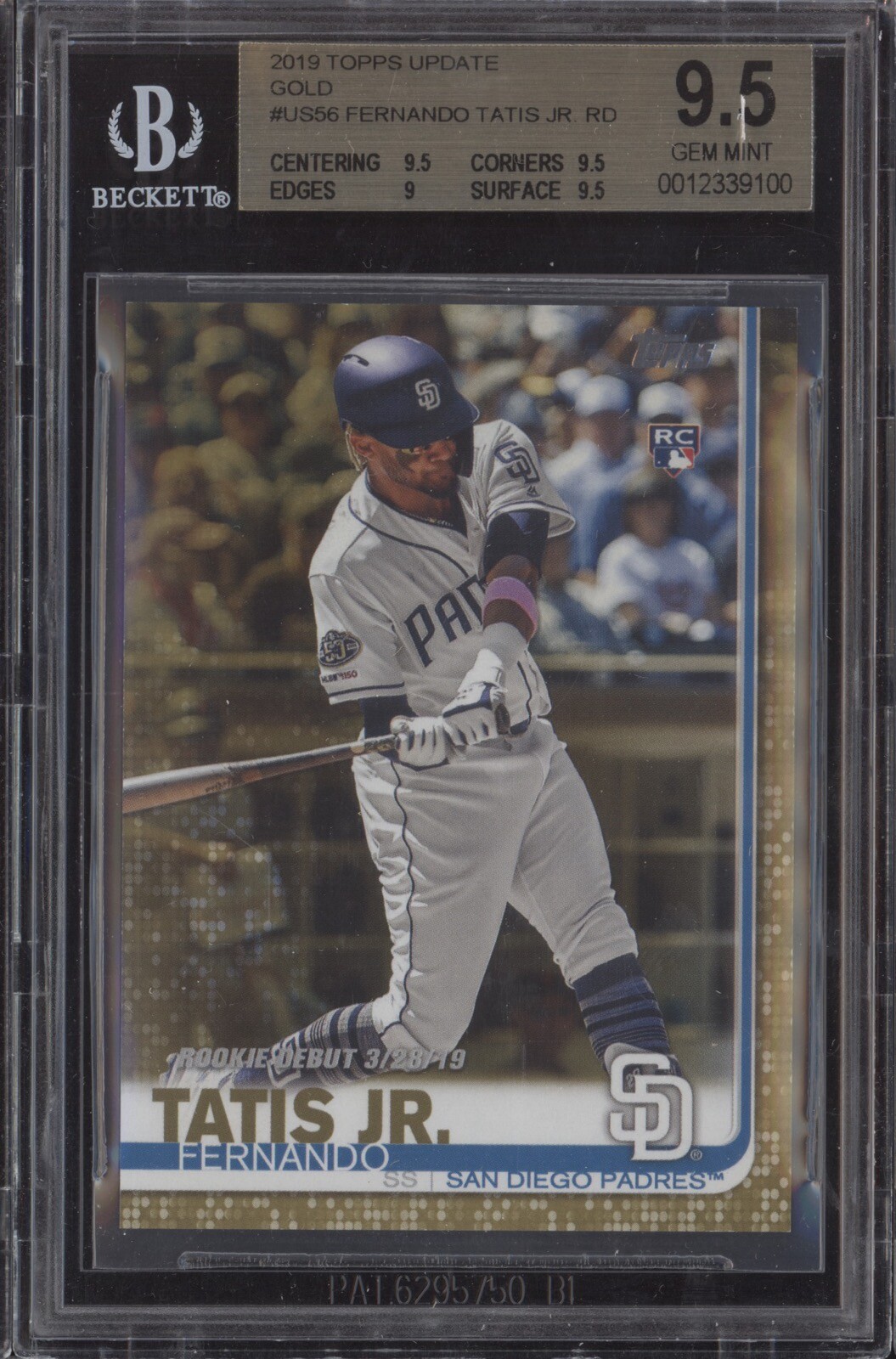 FERNANDO TATIS JR BGS 9.5 2019 TOPPS UPDATE #US56 ROOKIE DEBUT GOLD /2019 RC