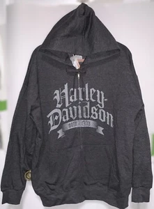 NEU Harley-Davidson Kapuzenpullover Sweatshirt mit Reißverschluss - Anthrazit Neu mit Etikett Größe Large - Bild 1 von 5