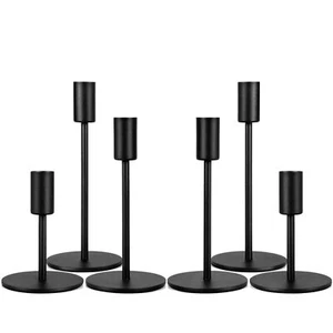 Black Candlestick Holders 6 Pcs Metal Taper Candle Holders Candle Stick Candle H - Picture 1 of 7