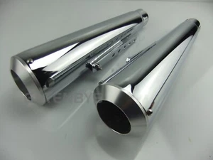 2x Custom Exhaust Motorcycle Silencer Flat Bobber Triumph Cafe Racer Megaton - Picture 1 of 18