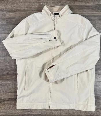 Vintage London Fog Mens Jacket XL Beige Bomber Suede Faux Lined Zip Blade - Image 1 of 4