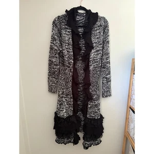 Pretty Angel Duster Cardigan Sweater Lady Black Wool Blend Ruffle Trim Steampunk - Picture 1 of 10