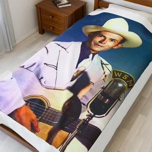 Hank Williams Sr Country Music Legend Plush Soft Blanket Luxurious Velveteen - Picture 1 of 13