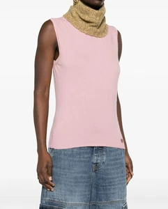 Vintage CHANEL Cashmere Knit Sweater Top 36 Pink Multi Turtleneck F/W 2001 - Picture 1 of 14