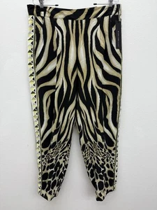 Chicos Black Label Size 2 Wide Leg Tribal Animal Print Elastic Waist Pants - Picture 1 of 13