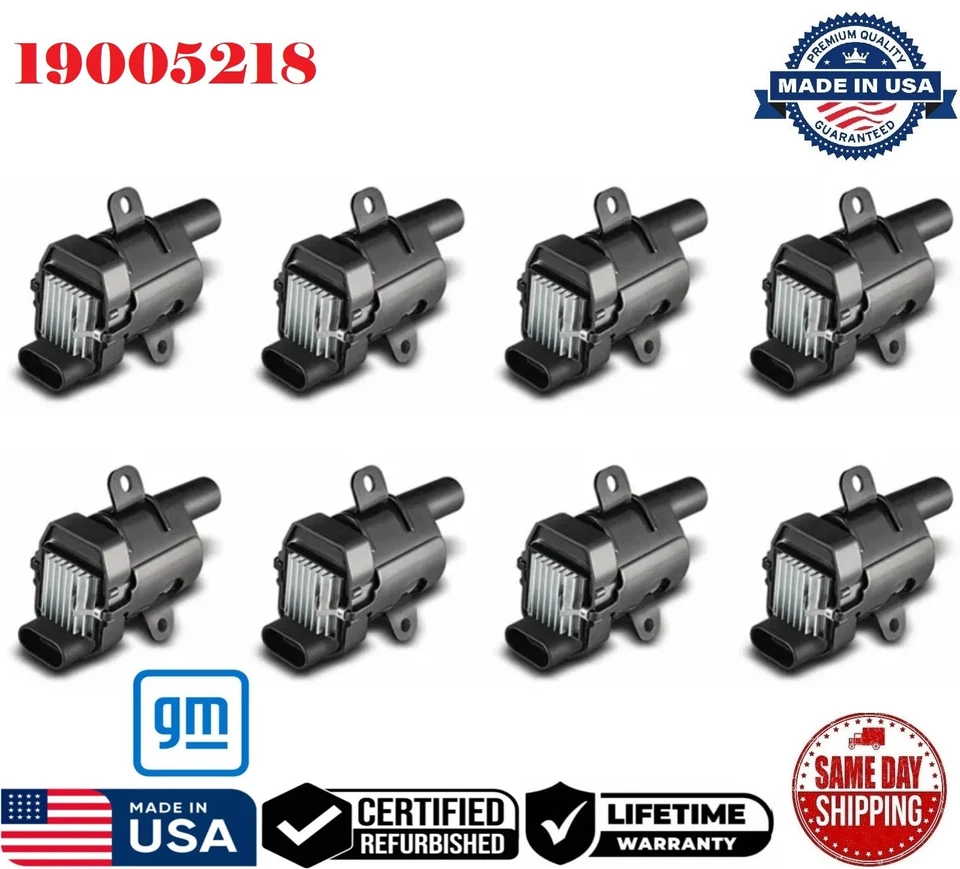 ✅ GENUINE 8x GM Ignition Coils For 1999-2007 GMC CHEVROLET CADILLAC V8 #19005218 - Image 1 of 2