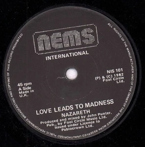 Nazareth Love Leads To Madness 7" vinyl UK Nems 1982 NIS101 - Picture 1 of 2