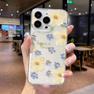 For iPhone 16 Pro Max 15 14 13 12 11 XR Phone Cover Fresh Painting Flower Case - Picture 1 of 7