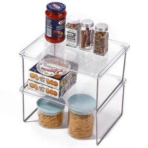 Pantry Organizer, Cabinet Storage Shelf Rack, Stackable Kitchen Cabinet, Fold... - Picture 1 of 7