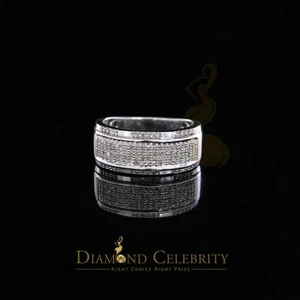 0.45 CT Real Diamond 925 Silver White Band Shine Men's Engagement Ring Size 11 - Picture 1 of 11