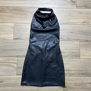 ZARA Damen Kunstleder Neckholder Kleid Größe XS schwarz gefüttert rückenfrei - Bild 1 von 16