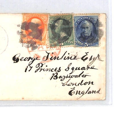USA TRANSATLANTIC Cover 5c ZACHARY TAYLOR *Hartford* CT Duplex 1878 London XU152 - Image 1 of 4