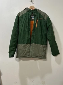 COLUMBIA YOUTH PERFORMANCE RAIN HOODED JACKET SAGE GREEN ORANGE Sz XL - Picture 1 of 10