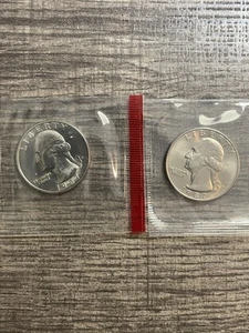 1987 P & D Washington Quarters In Mint Cello 2 Coin Lot Uncirculated Set - Picture 1 of 2