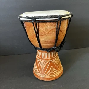 Djembe Schlagzeug Handheld handgefertigt musikalisch klein Folk afrikanisch 5" Holz - Bild 1 von 10