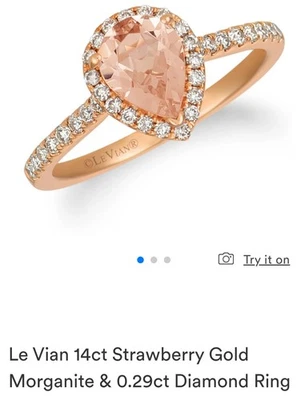 Le Vian 14ct Strawberry Gold Morganite & Diamond Engagement & Wedding Rings Set - Image 1 of 4