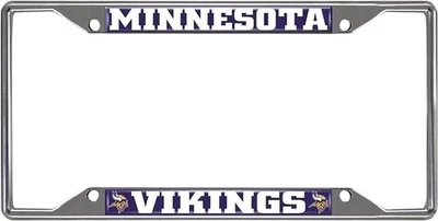 Marco de placa de metal Minnesota Vikings cubierta de etiqueta cromada 6x12 pulgadas Foto 1 de 4