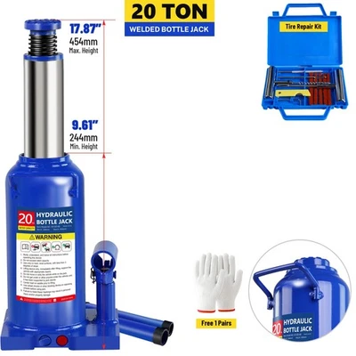 Professional 20 Ton Hydraulic Welded Bottle Jack with Adjustable Height Foto 1 de 4