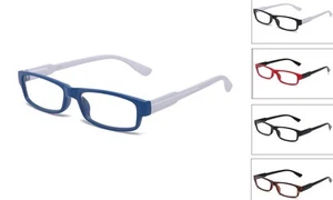 Rectangular Clear Lens Two Tone Frame Fashion Glasses Non Prescription Eyeglass - Picture 1 of 11