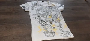 Shirt TShirt Oberteil Damen Drache Gr. M 38 Drachen weiß Damenshirt T Shirt    - Bild 1 von 9