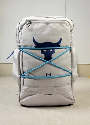 Under Armour Project Rock Backpack Gray Blue Brahma Bull Duffle Bag Gym - Image 1 of 4