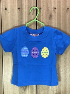 Baby Boy Blue T-Shirt Cute Colored Easter Eggs Stitched Size 6M BB12 - Picture 1 of 4