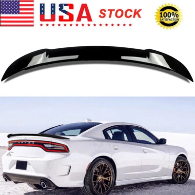 Fits 2011-23 Dodge Charger Hellcat Style Rear Trunk Spoiler Wing Lip Gloss Black - Imagem 1 de 4