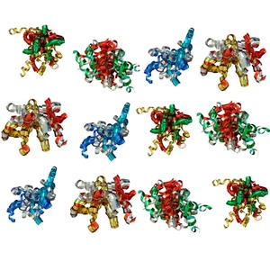 Christmas Curly Bows Ribbon Self Adhesive Gift Wrap Present Set of 12 - Picture 1 of 7