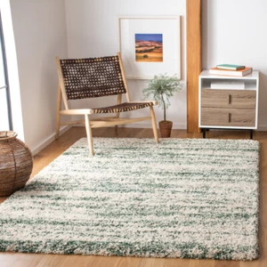 SAFAVIEH Hudson Shag Collection SGH206Y Ivory / Green Rug - Picture 1 of 25