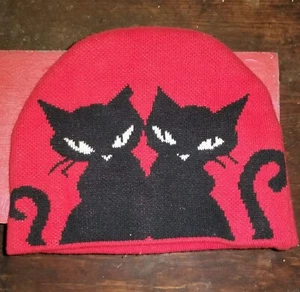 Rare Vtg 2003 Hot Topic Emily The Strange Black Cats Skull Cap Beanie Toboggan - Picture 1 of 7