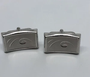 Vintage Rare Swank Cuff Links Rectangular Etched Elegant Silver Tone Cufflinks - Picture 1 of 9
