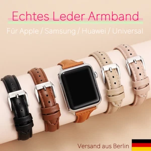 Cinturino in vera pelle per Apple Watch tutte le serie Samsung Huawei 38 40 41 42 44 45 - Foto 1 di 10