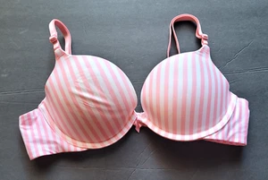 New No Tag W/ Defects Victoria's Secret Pink-White Stripe Padded Push-Up Bra 36A - Picture 1 of 7