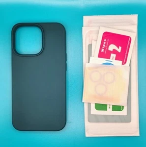 iPhone 14 Case Silicone, with 2X Screen Protector 2X Camera Lens Protector-Teal - Picture 1 of 5