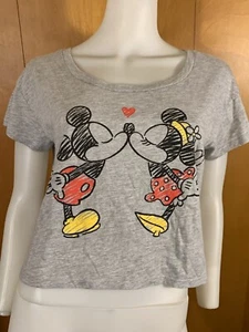 NW DISNEY MICKEY & MINNIE MOUSE HEATHERED GRAY T-SHIRT TOP SMALL - Picture 1 of 3
