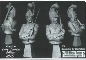 CGS Francés Napoleónico Línea Lancer Oficial 1815 1/9 Busto Kit Sin Pintar CARL REID - Imagen 1 de 1