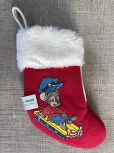 Vtg Fievel Goes West Mini Plush Christmas Stocking McDonalds Sears 1986 Zipper - Picture 1 of 4