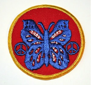 Farfalla Sottile Insegna Pace Toppa Panno Originale Anni 70 Nuova NOS - Foto 1 di 3