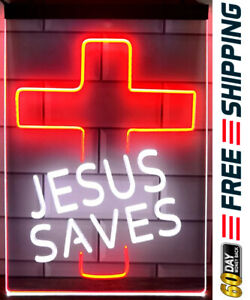 Jesus Saves Kreuz LED Neonlicht Schild Zuhause Schlafzimmer Display Wandkunst Lampe Dekor