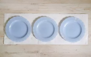 3 Pyrex Glass Delphite Blue Canadian Piecrust Dinner Plates - 9.25" - Picture 1 of 7