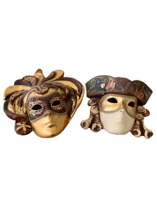 HALLOWEEN 2 Disney Wearable Masquerade Masks Paper-Mache Italy. Flamboyant. - Picture 1 of 19