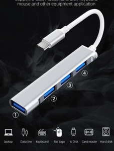 4 Port Adapter USB C HUB Type C High Speed Multi USB Splitter PC Laptop Macbook - Picture 1 of 8