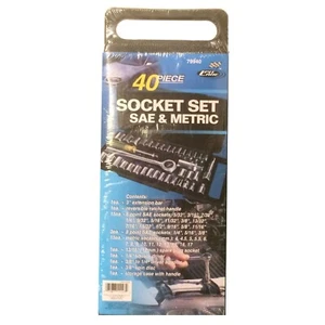 40PCS Combination Socket Wrench Set 1/4" 3/8" Ratchet SAE MM Metric Hand Kit - Bild 1 von 4